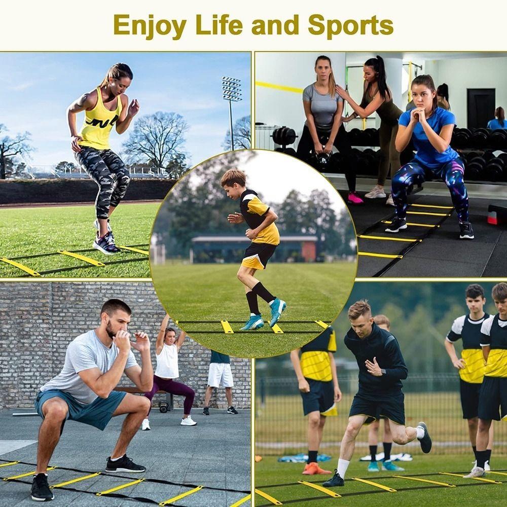 Yellow Agility Training Ladder Adjustable Rungs Speed Ladder Fitness Feet Speed