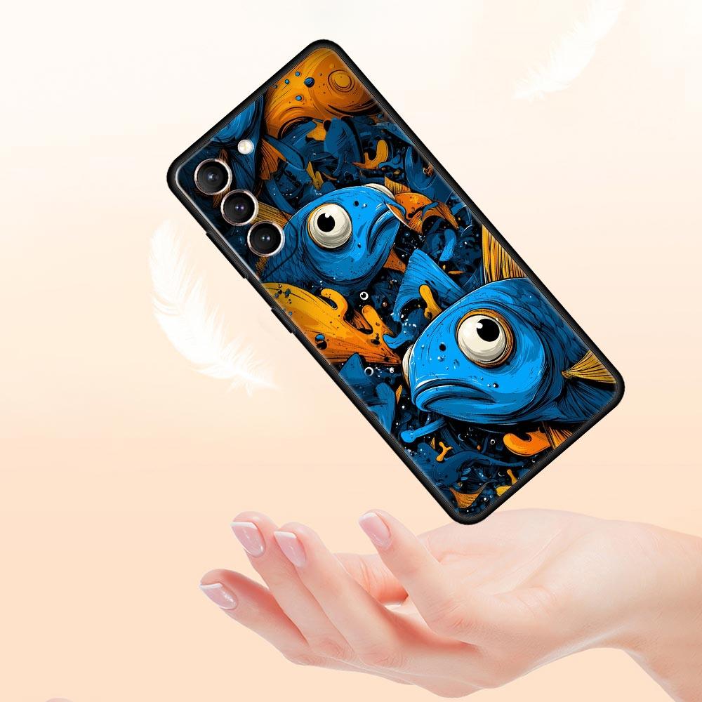 Blue Ocean Fish Phone Case for Samsung Galaxy S26 S25 S24 S23 S22 S20 S21 FE Ultra S25 Edge Plus 5G Soft TPU Cover Fundas Capas