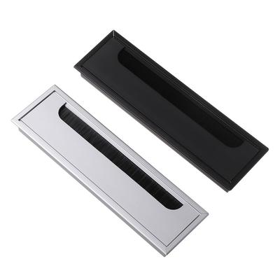 Tappo Foro Passacavo in Lega di Alluminio Presa Elettrica con Spazzola Nera Rettangolare Portacavo per PC Tavolo Ufficio Scrivania