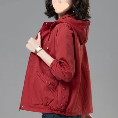 Frühling Herbst Koreanische Lässige Damen Kurze Jacke Lockere Passform Mittelalterliche Mütter Kapuzen-Baseball