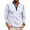 Herren T-Shirts Lässig Herbst Langarm Henry Shirt für Männer Retro Einfarbiges T-Shirt