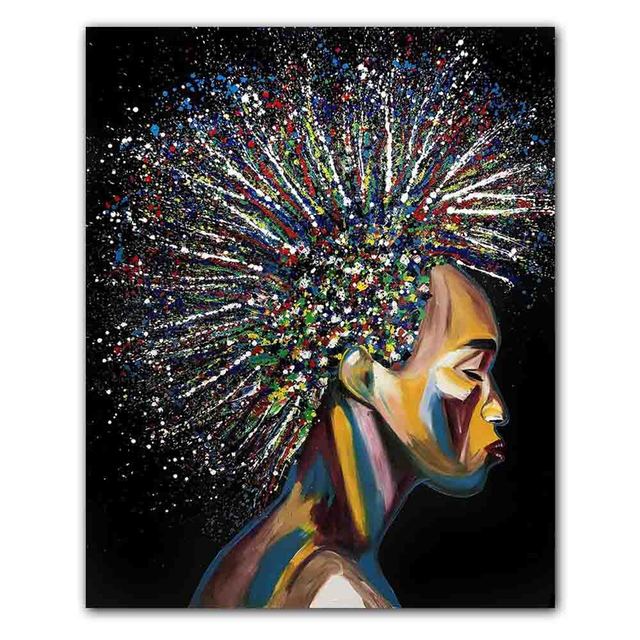 New Nordic Graffiti Art Figure Canvas Painting Unique Hairstyle Fashion Model Poster Office Living Room Home Decoration Mural No Frame