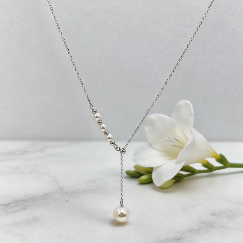 S925 Sterling Silver Adjustable Pearl Necklace - Women's Fashion Clavicle Chain