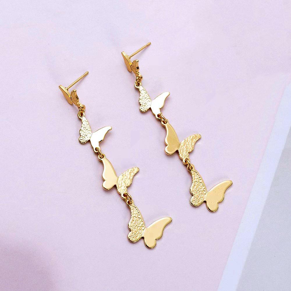 

Корейские серьги-кисточки в металлическом стиле с бабочками - Высококачественная женская рождественская бижутерия