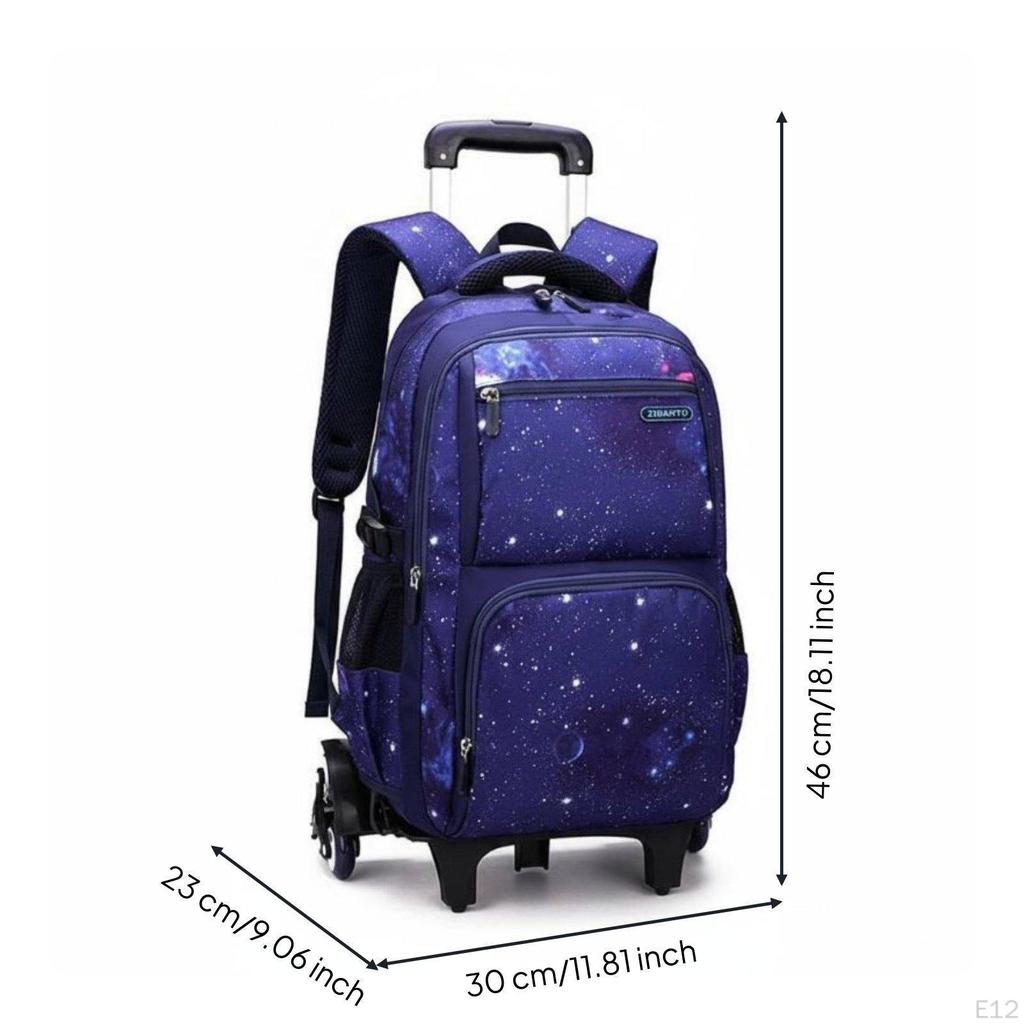 Large Capacity Rolling School Backpack Lightweight Kids Trolley for Students, Travel Black