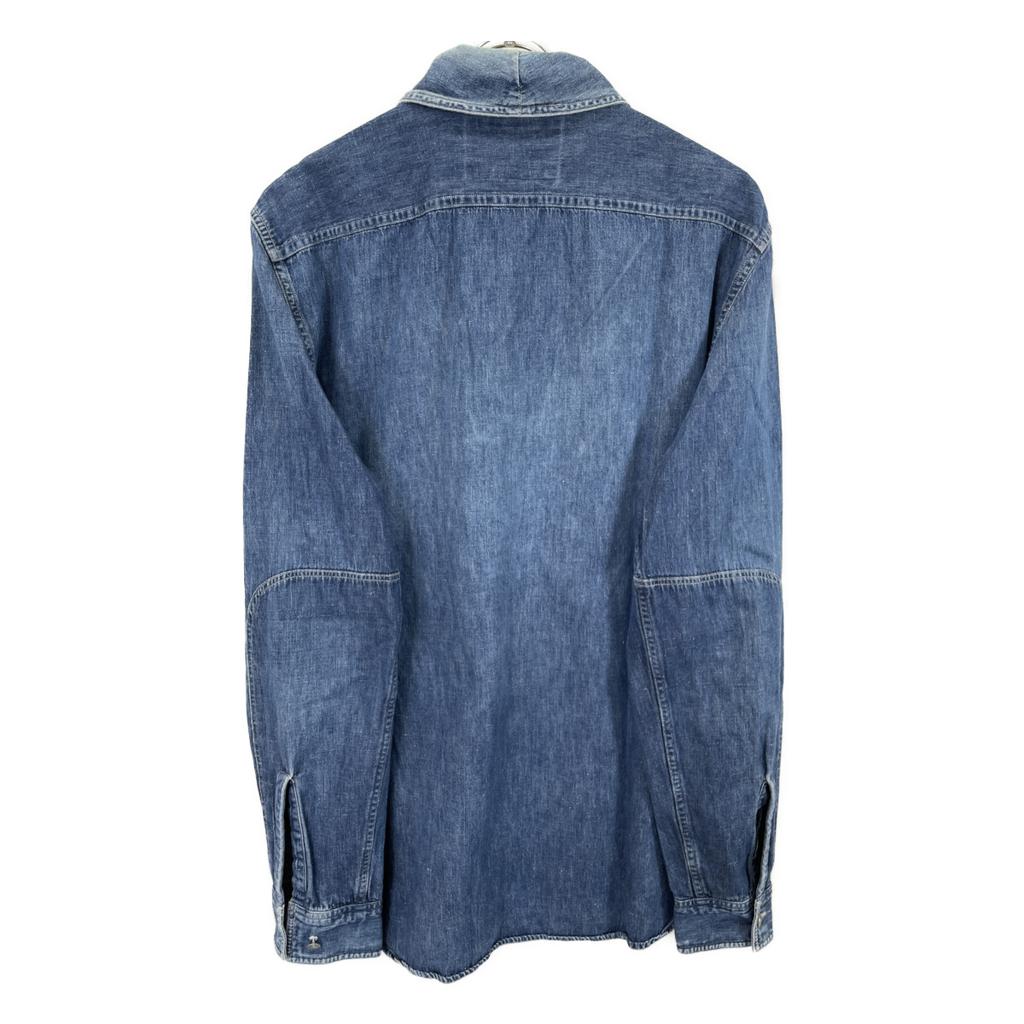 RRL Indigo Metal Button Shawl Collar Denim Shirt Tops M IndigoUsed