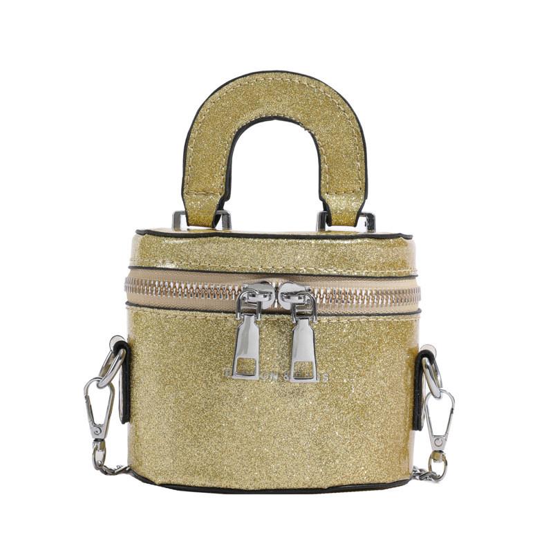 Stylish Summer New Gender Neutral Children s Bucket Bag Trendy Mini Pu Shoulder Bag золотой