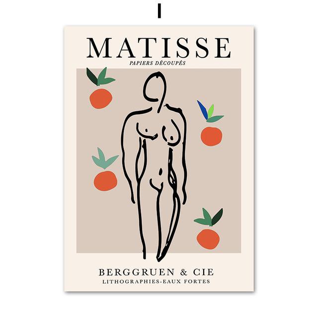 Abstract Matisse Lines Girl Coral Shapes Wall Art Canvas Painting Nordic Posters And Prints Wall Pictures For Living Room Decor