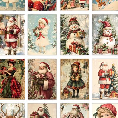 32pcs, Vintage Christmas Postcards, Santa Claus, Birthday/anniversary Gifts, Collectibles, Suitable for Gifting, and Mailable.