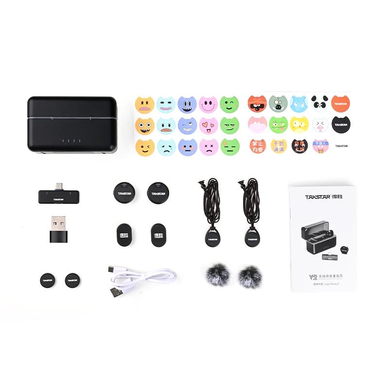 

TAKSTAR V2 One Trigger Two 2.4G Wireless Microphone Clip on Microphone 100M Transmission Range Smart Noise Reduction чёрный