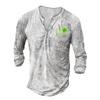 Men'S Printed T-Shirt Outdoor Retro Button Loose Long Sleeve Top