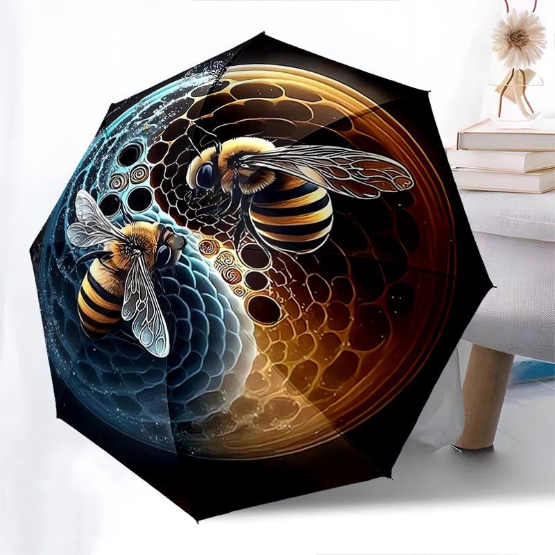 Bee Yin-Yang- Automatic umbrella,Suitable for Men and Women, Outdoor Accessories, Suitable for Birthdays 1015b