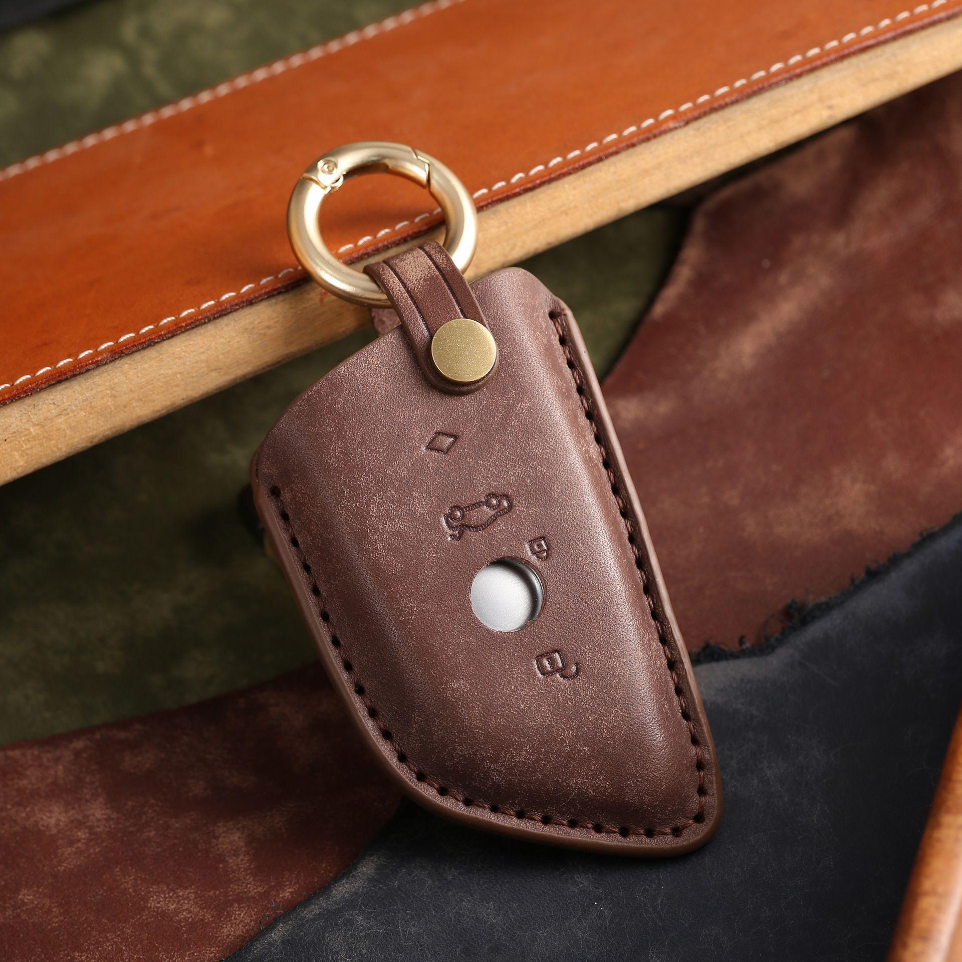 

Подходит для чехла ключа BMW 5 серии 530 лезвие 535li пряжка кожа 540 чехол для ключа автомобиля высококлассный коричневый