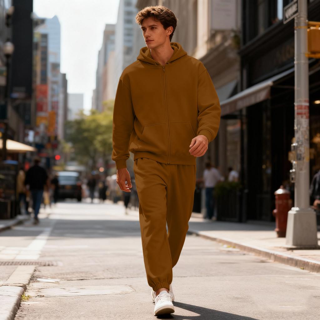 Men's Sweatshirt Suit Men's Solid Color Casual Sports Suit Sweatshirt Suit