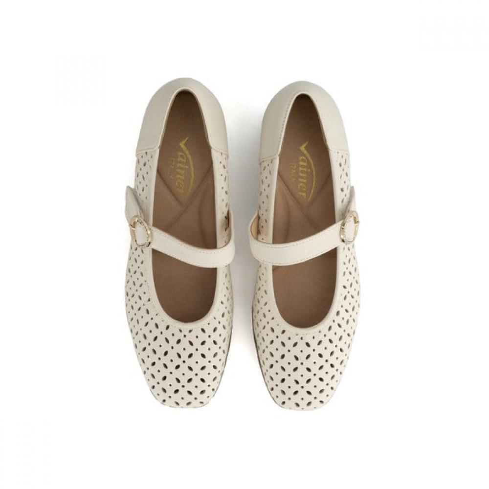 VAINER Women Punching Mary Jane Velcro Comfort Shoes Ivory 165a0v1iv
