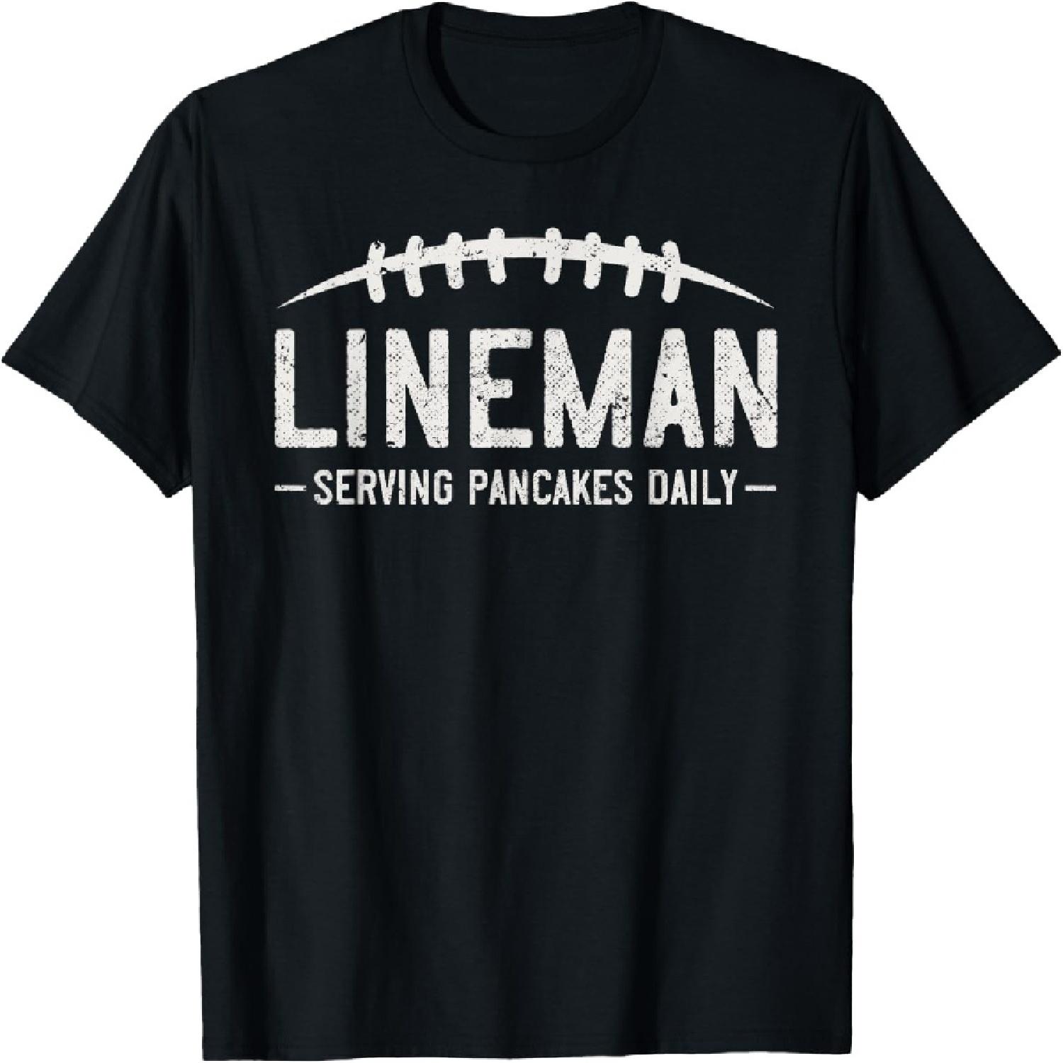 Lineman Serving Pancakes Daily Funny Vintage Football T-Shirt S