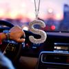1PC Shiny Rhinestone Letter Car Rearview Mirror Pendant Fine Crystal Pendant Bling Accessory Creative Car Home Decorations Gifts