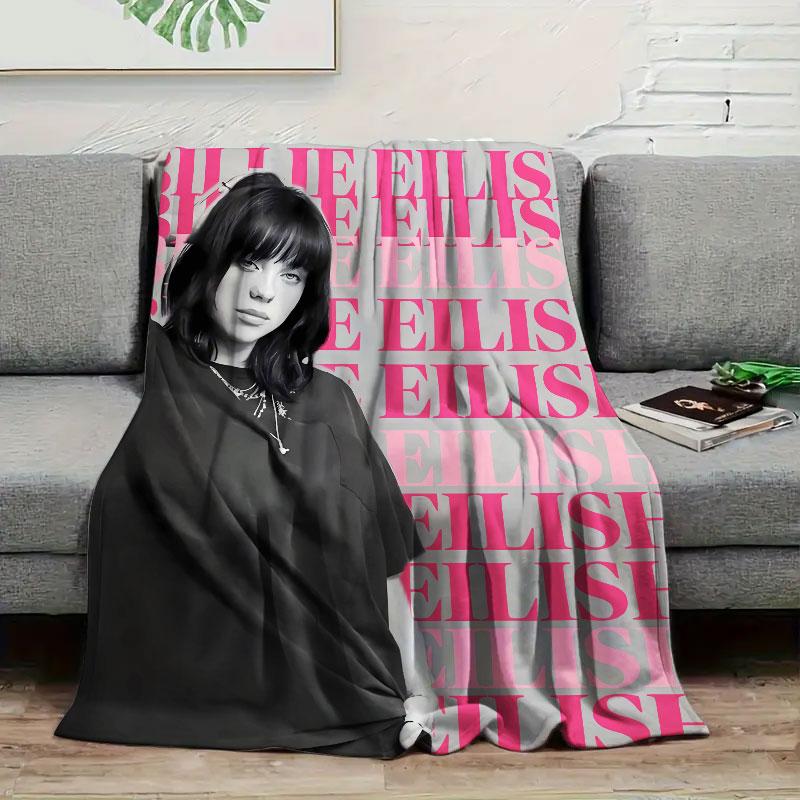 

1Pc billieeilish Print Flannel Blanket, High quality Comfortable for All Seasons, Warmth and Comfort, Perfect for Christmas Gifts 130cm x 150cm