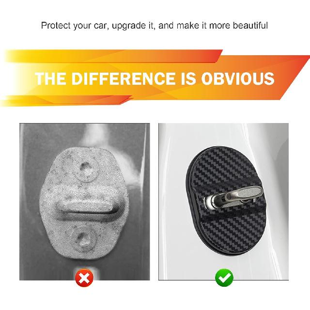 Car Door Latches Cover, Carbon Fiber Silicone Car Door Latch Covers, Automotive Door Lock Protection Decoration Accessories, Universal For Most Cars
