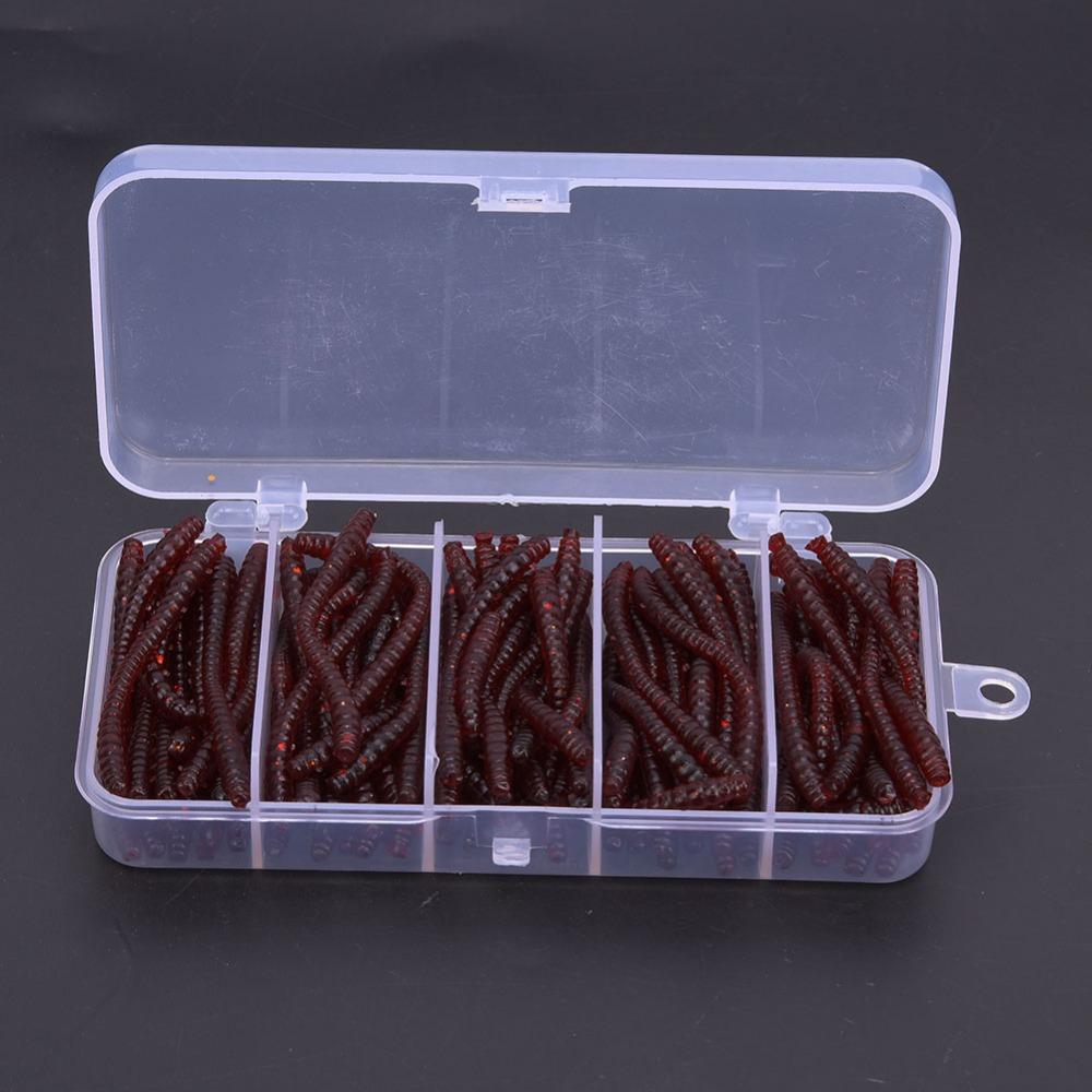 100PCS Silicone Artificial Worm Lures 6cm Length Fishing Lures River Fishing