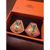 Hermes enamel earrings cloisonn pink HERMES