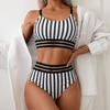 Bikini Women Swimsuit New Striped Sling Bikinis Set Sexy High Waist Swimwear Summer Two Piece Beachwear Bathing Suit Female