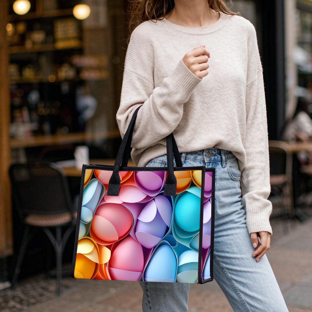 Colorful Geometric Tote Bag Fashion Large Capacity Casual Handbag for Daily Shopping Travel
