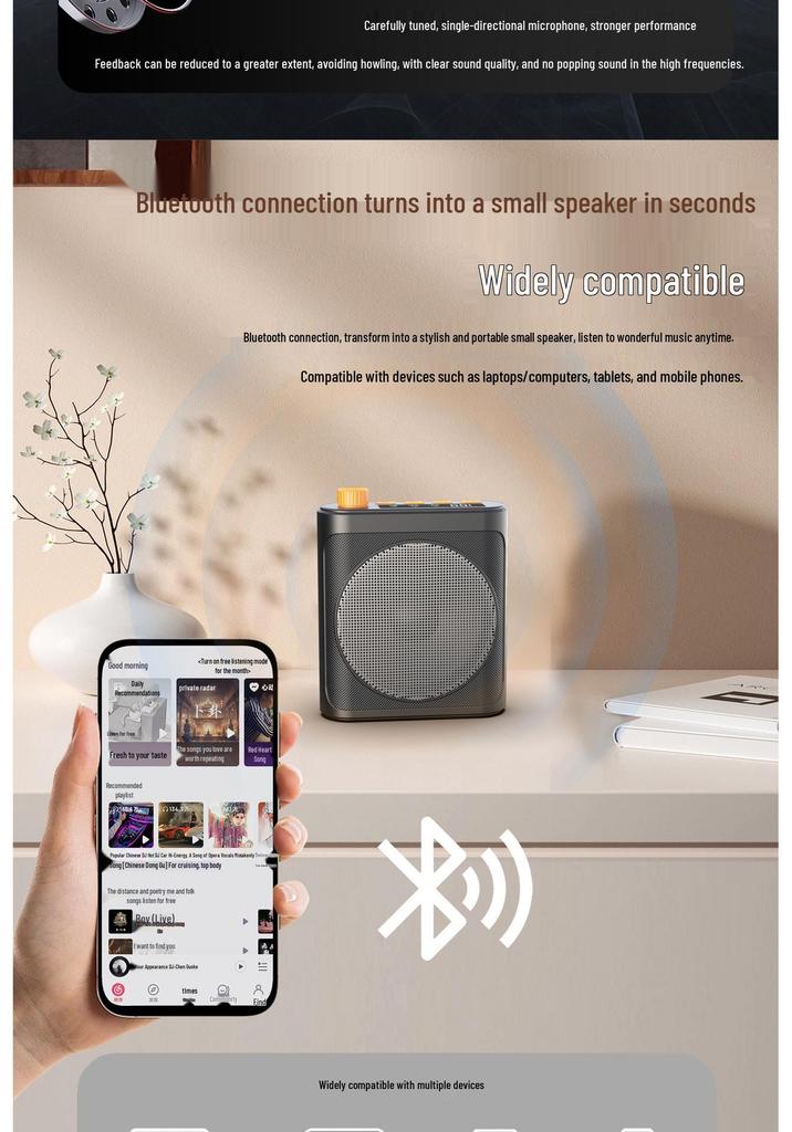 Compact Bluetooth Megaphone with Wireless Mic & Magnetic Mount for Teachers, Guides, and Outdoor Use