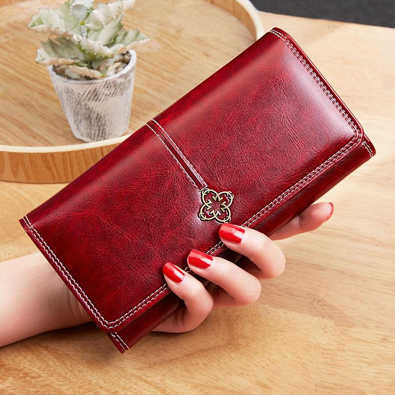 Vintage PU Leder Frauen Lange Brieftaschen Große Kapazität Geld Tasche Neue Design Handy Tasche 2 Falten Multi Karten Halter banknote Münze Geldbörse