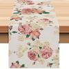 Spring Pink Peony Table Runner 13x72 Inch Spring Pink and Yellow Flowers Kitchen Dinning Table Decoration for Indoor Outdoor Home Party Décor