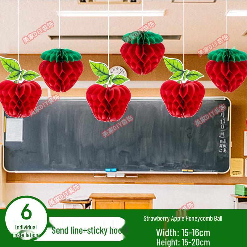 Spring Tropical Fruit Party Ceiling Decorations: Pineapple, Strawberry, Apple, and Grape Honeycomb Balls
