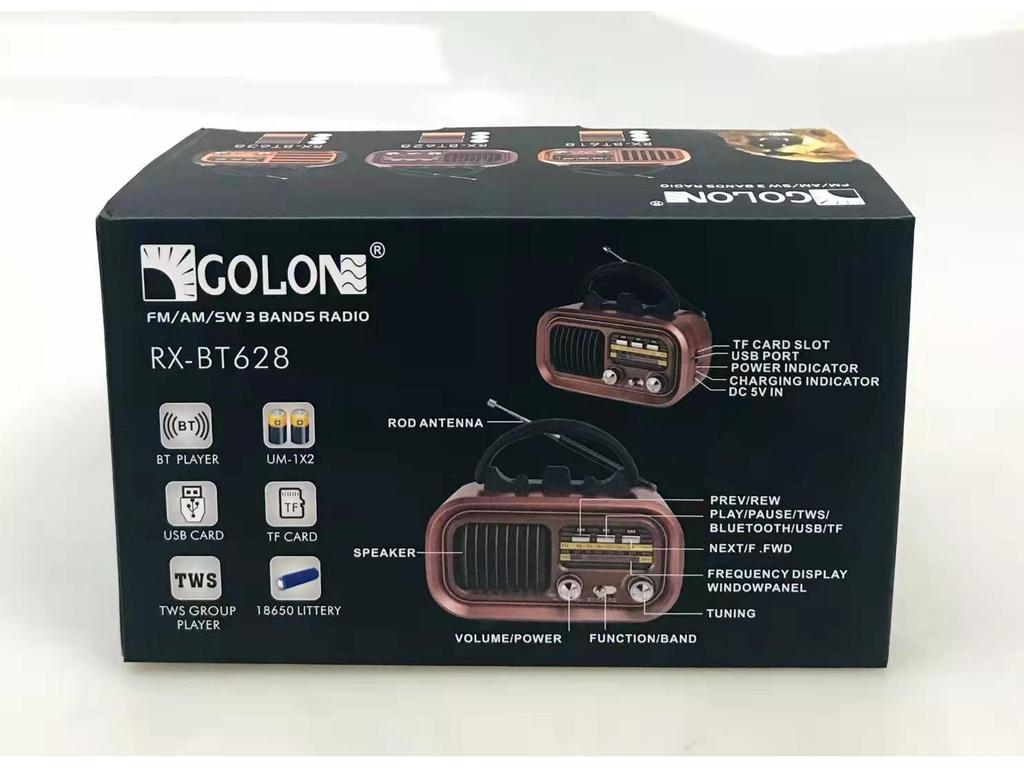 New RX-BT628 Vintage Bluetooth Speaker Multi-Band Radio, Wireless Portable Desktop Sound System with Card Slot - Perfect Gift.
