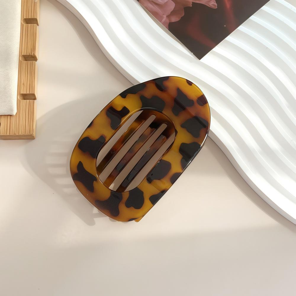 

Заколка-краб из поликарбоната для женщин, новый дизайн, леопардовый матовый, изогнутый, плоский, заколки для укладки, акриловые, лежачие, аксессуары для волос Leopard Brown