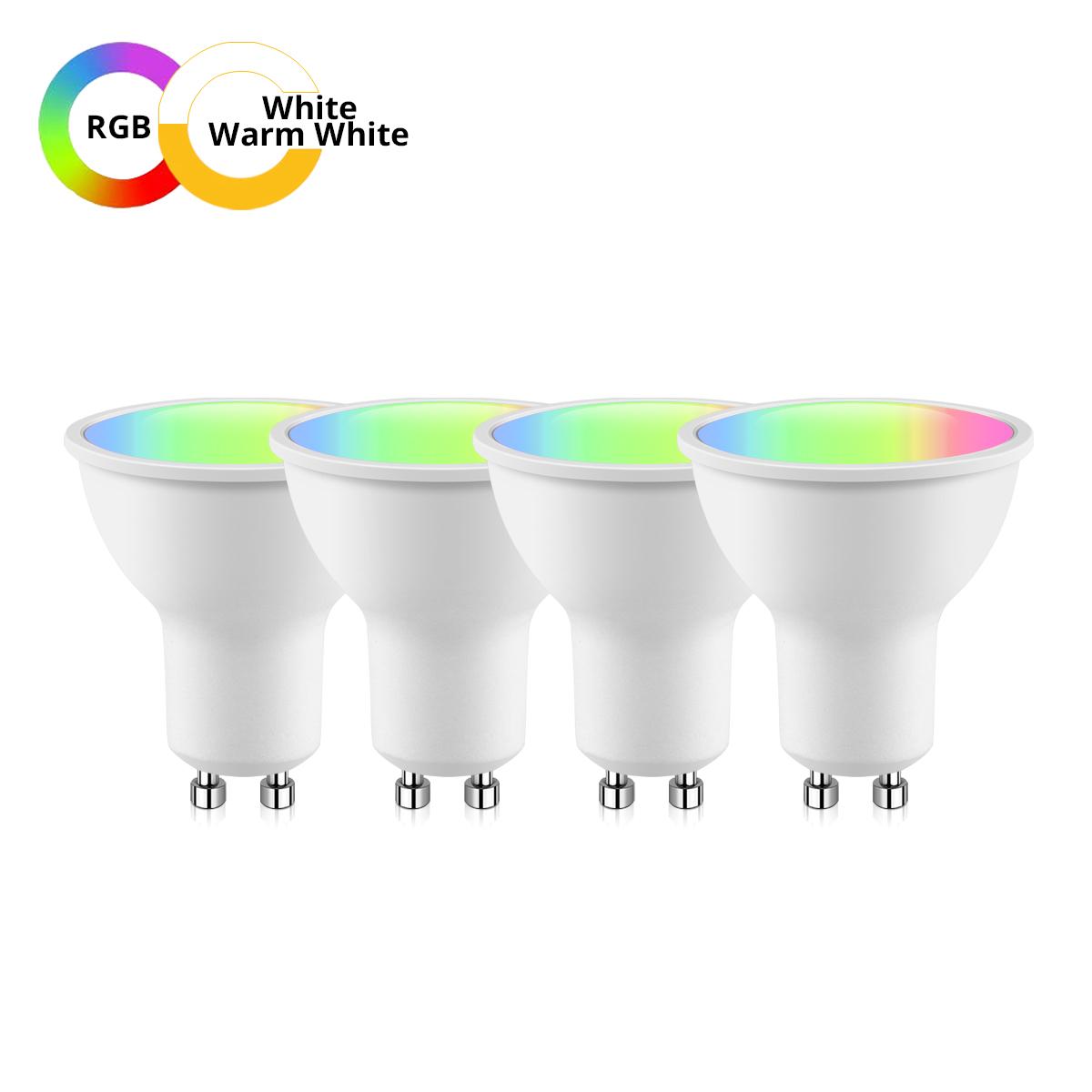 

AIMENGTE GU10 Розумна світлодіодна лампа WIFI зі зміною кольору Музика Синхронізація програми Контрольний прожектор 5W RGB Bulb x 4PCS