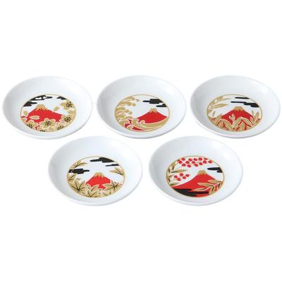 Small Set of Diameter 9 X Height Fuji Colorful Small Mino Made In Japan Ale-net Plates, 5, 1.6cm, Plates, Porcelain, Ware,