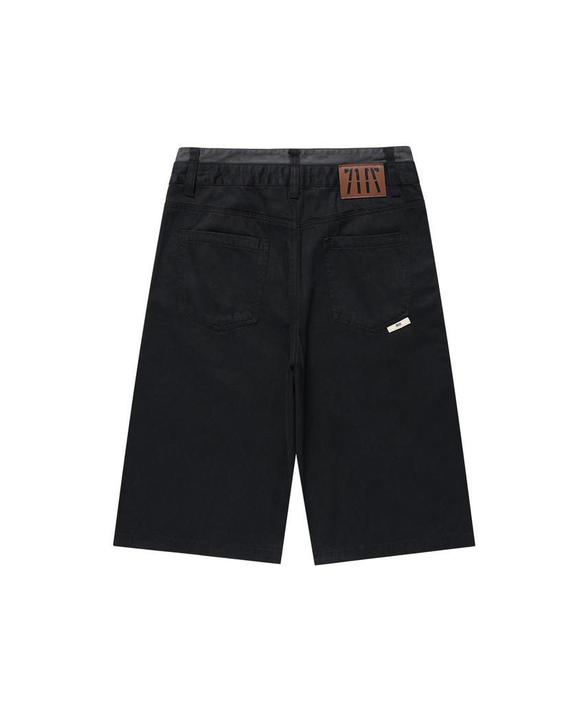 Gicheol Double Waist Bermuda Cotton Pants (Black)