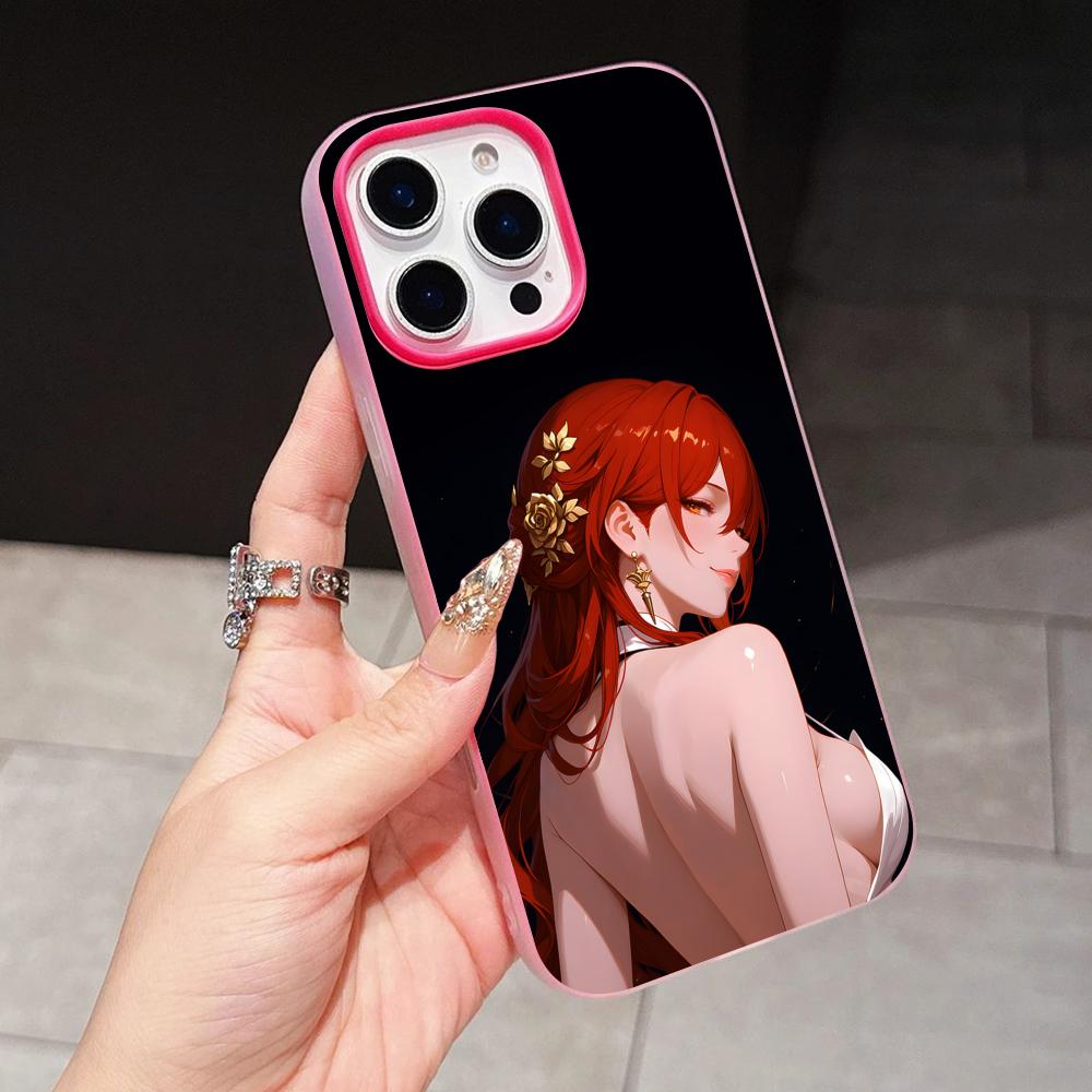 HSR Himeko Jelly Double layer Rose Red Mobile Phone Case for iPhone 17 16 15 14 13 12 11 Air Pro Max Plus Protective