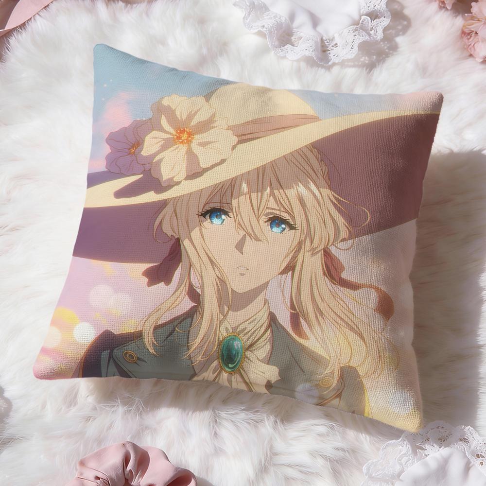 anime v-Violet Evergarden Cushion Cover Premium Comfort Reversible Pillow Cove -Two in One Design for Any Room & Car Interior