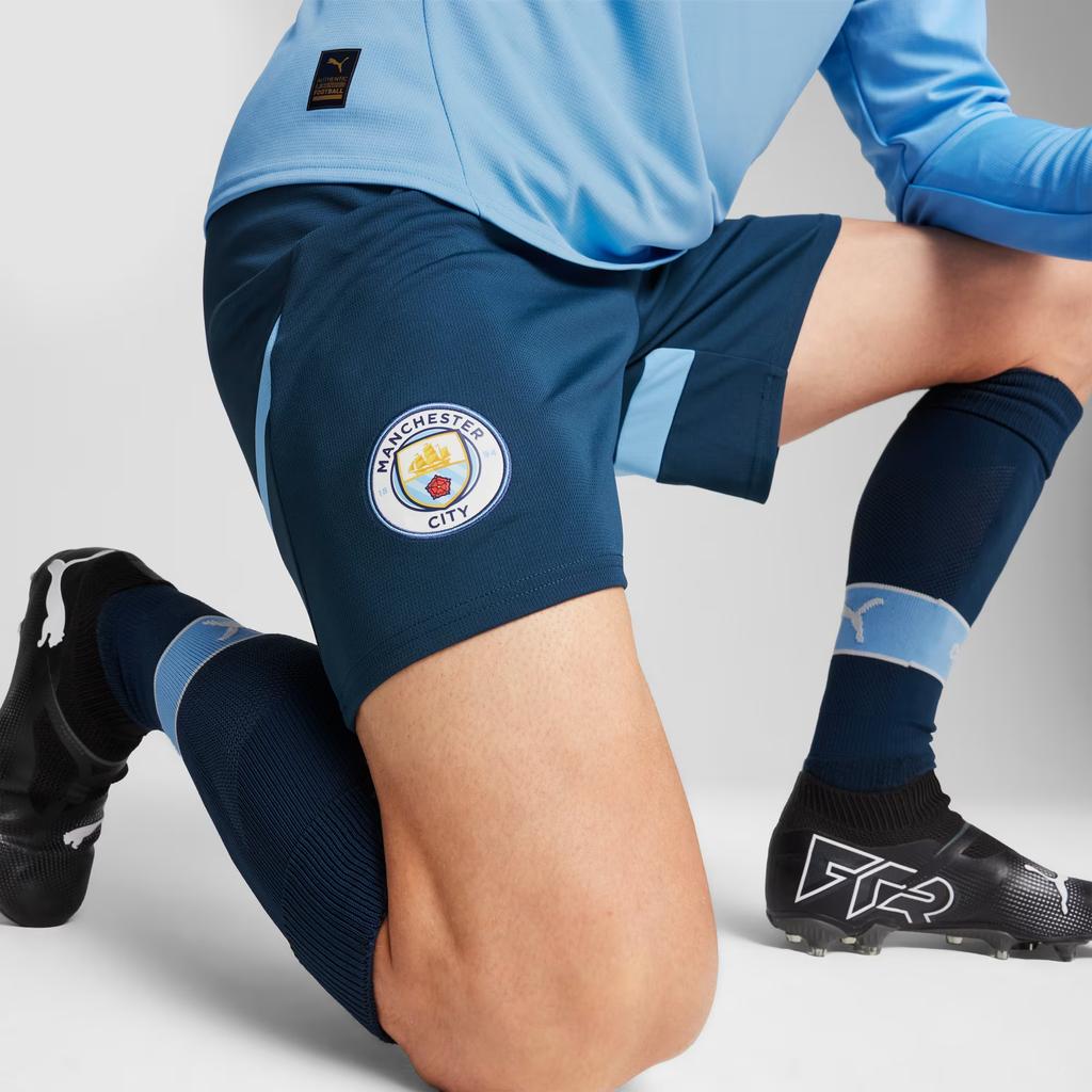 Puma Manchester City 24/25 Shorts With Logo Pattern And Color Block Design Men Shorts Ocean-Blue 775114-54