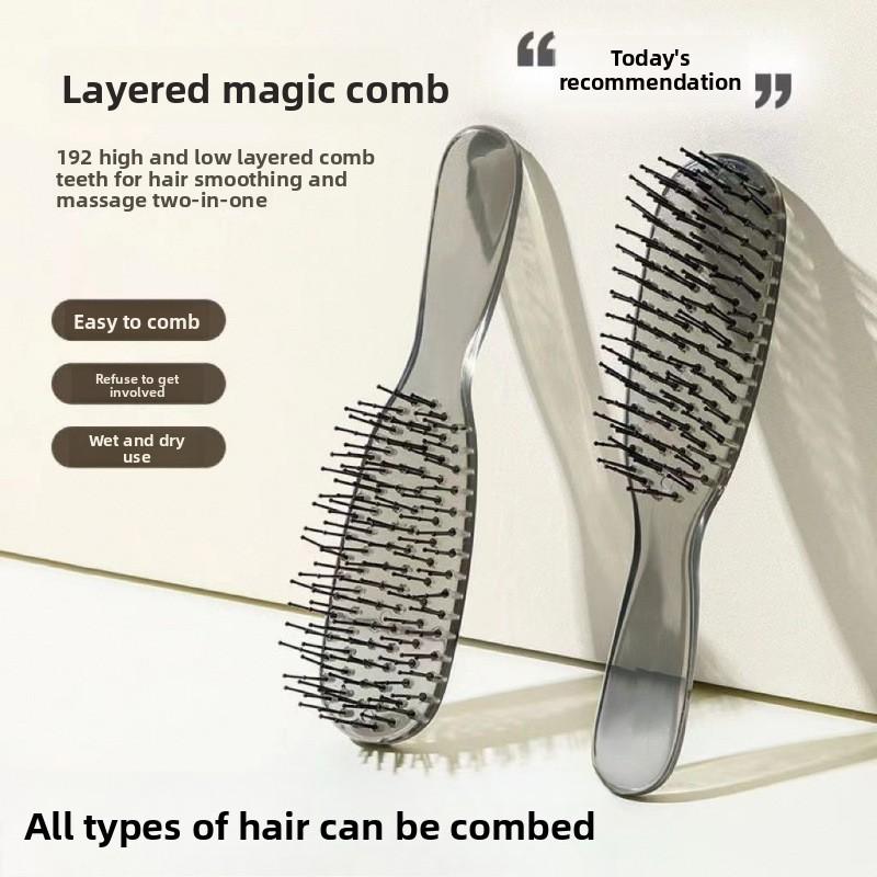 

Многослойная волшебная расческа для массажа кожи головы двойного назначения для влажного и сухого использования 1PC серый