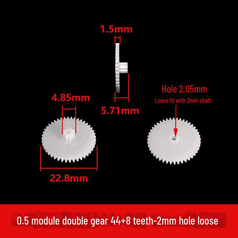 Dwuwarstwowa plastikowa przekładnia zębata o module 0,5, 40-56 zębów, konstrukcja z podwójną redukcją