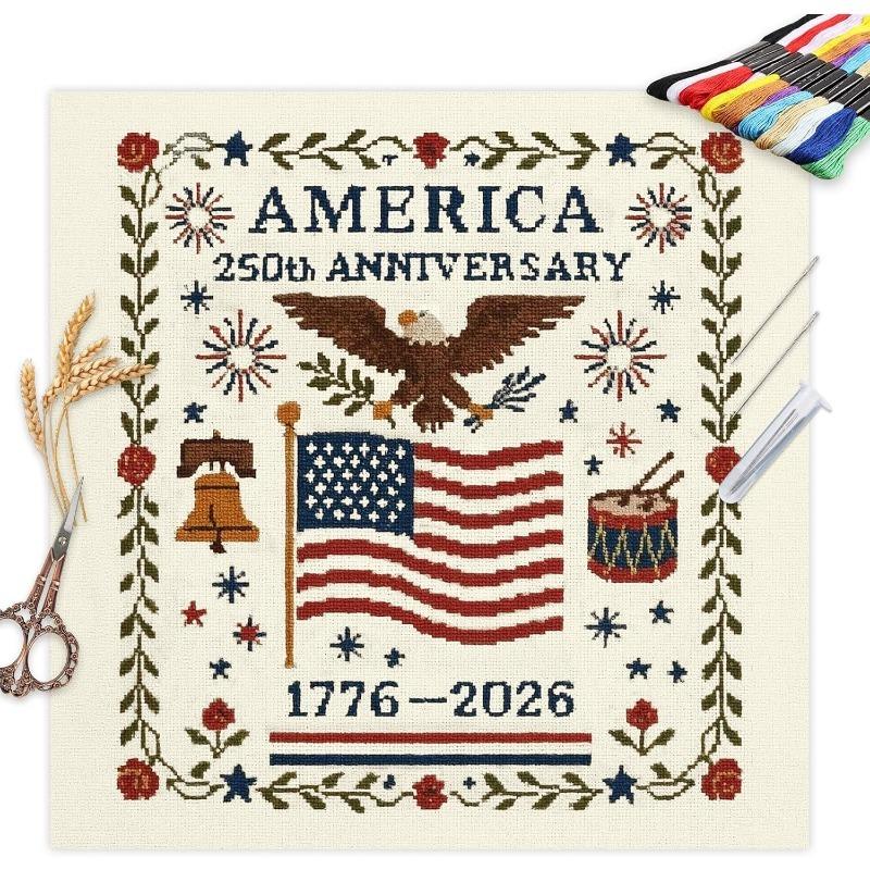 1SET 250th Anniversary of America Cross Stitch Kit