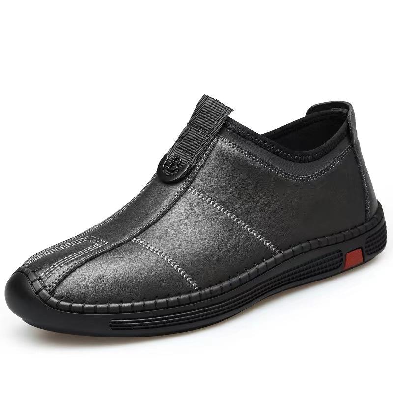 Neue Stil Herren Freizeitschuhe Atmungsaktive Lederschuhe Herren Business Weiche Sohle Weiches Leder Slip-on Lederschuhe Herren