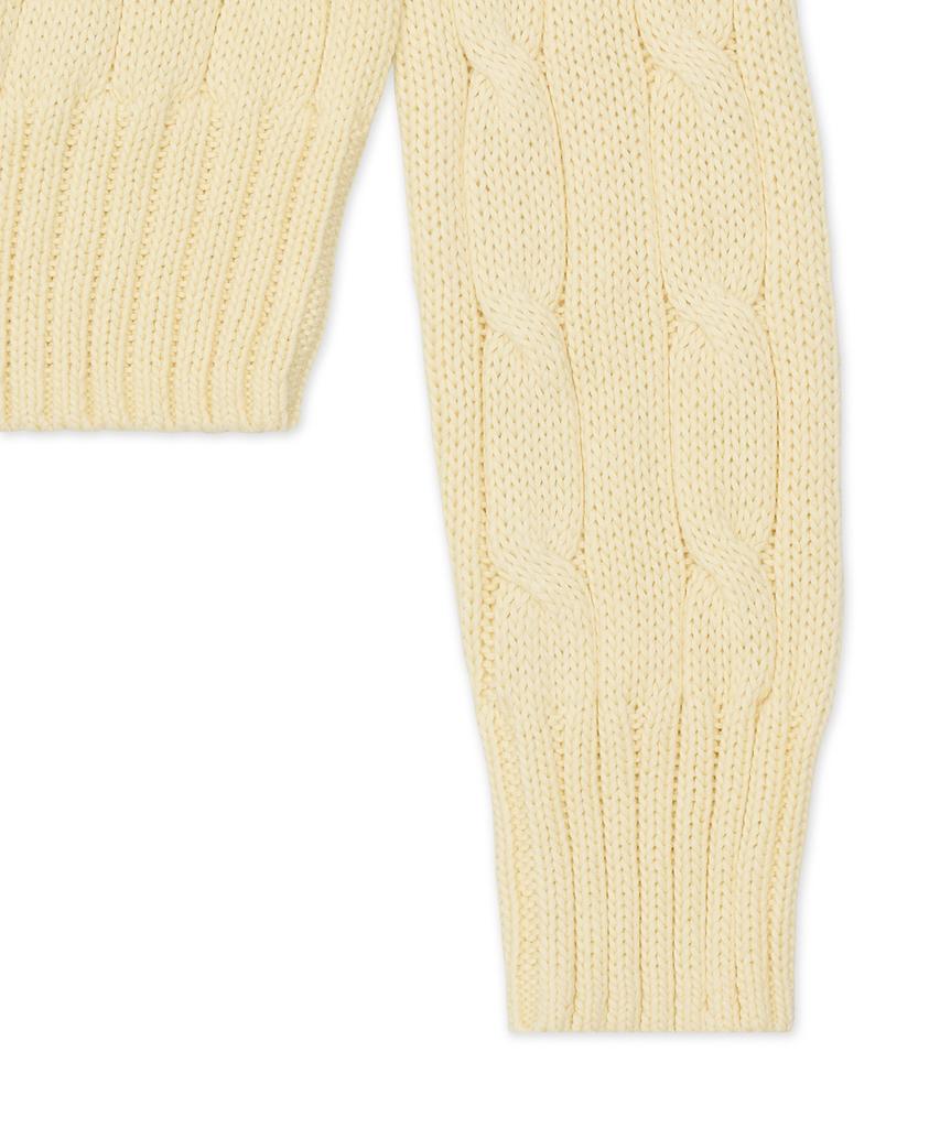 POLO RALPH LAUREN Cable Knit Cotton V-Neck Sweater - Natural