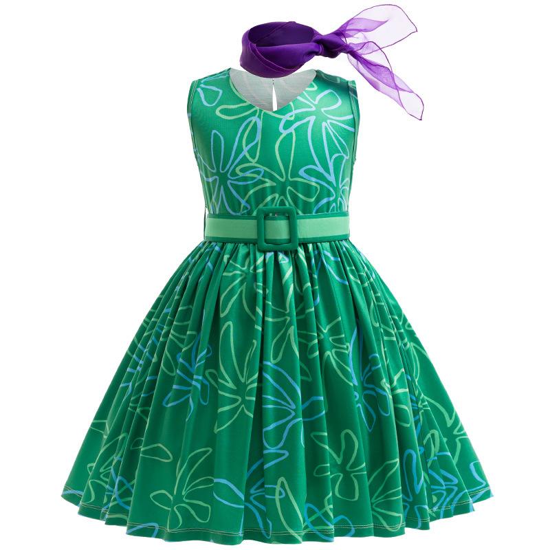 Cute and Fun Outfits for Girls Inside Out A-Line Skirt Belt Scarf and Wig Perfect for Halloween Dress Up