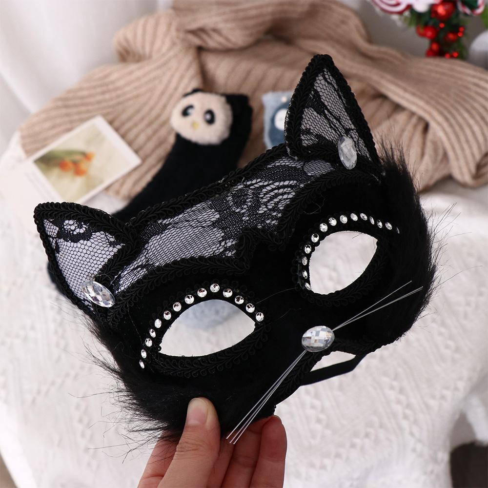 Katzenauge Schwarz Spitze Sexy Weihnachten Venezianische Maskerade Katzenmaske Kostümzubehör Partymaske