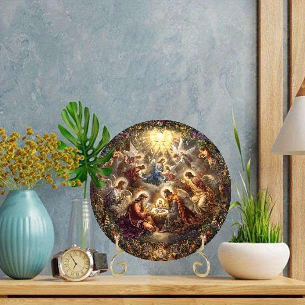 Vintage nativity wooden Round wooden Sign, Wall Art Decor, Perfect for Cafe, Bar, Club, Living Room, Farm, Garden, Man Cave Decor