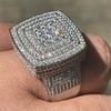 Huitan Gorgeous Women/men Square Shaped Ring Trendy Party Special Wedding Luxury Accessories Full Shining CZ Temperament Jewelry