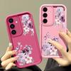 Purple Floral Print TPU Soft Phone Case For Samsung S25 Plus S24 FE S23 Ultra S22 A16 A15 A55 A56 A36 A35 A06 A05 A34 Matte Shockproof Bumper Cover