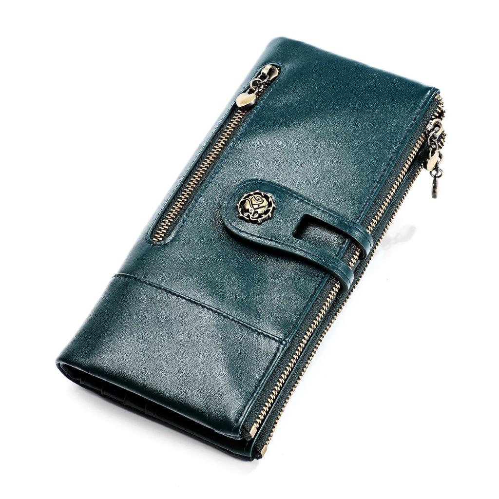 Anti Theft Brush Long Wallet, Retro Genuine Leather Women's Wallet, Korean Fashion Change Handbag